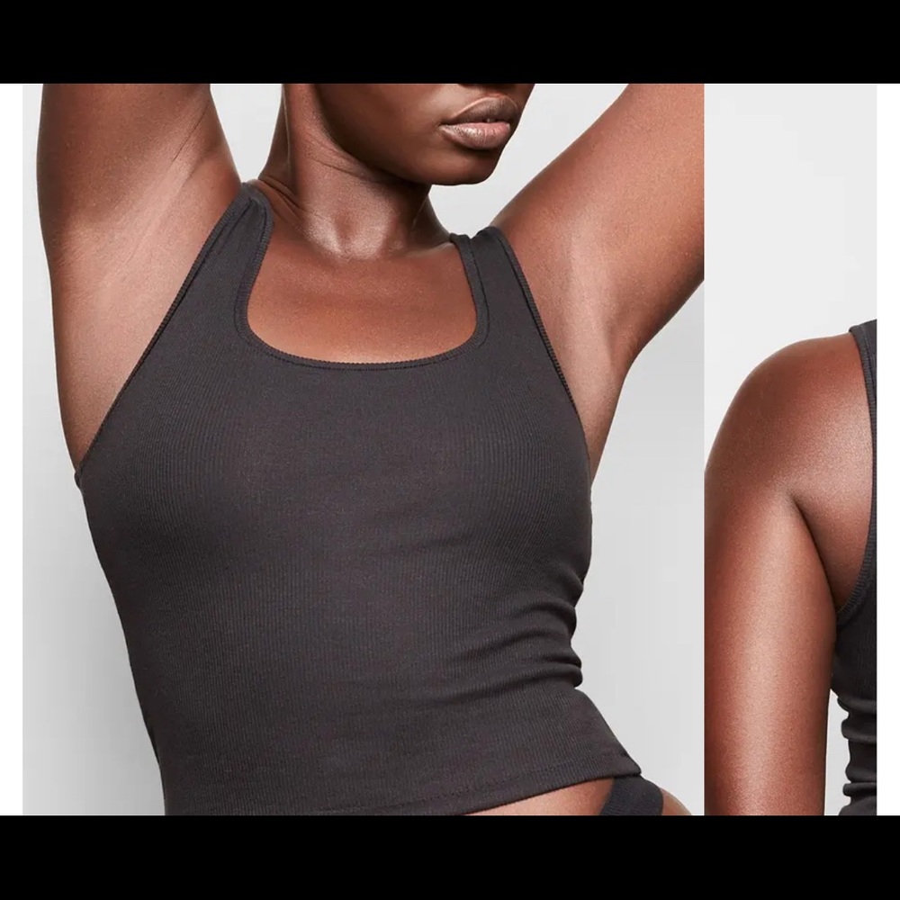 Skims Cotton Rib Tank Black SZ S